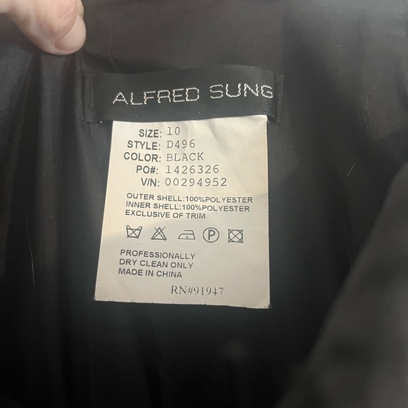 Vintage Alfred Sung Black Cocktail Dress Size 10 - Picture 3 of 3